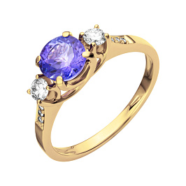 Кольцо из желтого золота с танзанитом 0,77 ct