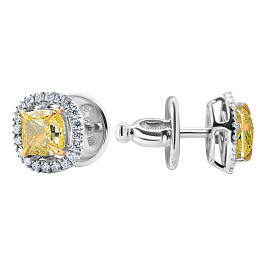 Серьги DANAYA  из белого золота с фантазиными бриллиантами 1,23 ct