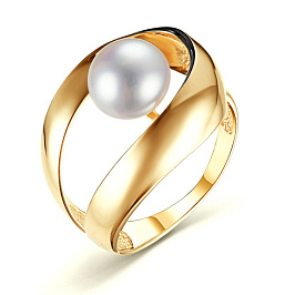 Кольцо из желтого золота с жемчугом