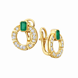 Серьги из желтого золота с изумрудами 1,11 ct