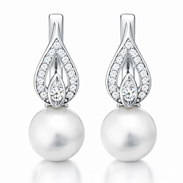 Серьги из белого золота с жемчугом