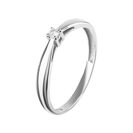Кольцо из белого золота с бриллиантом 0,058 ct