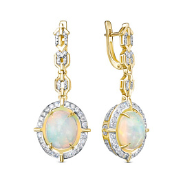 Серьги из желтого золота с опалами 5,6 ct