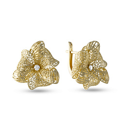 Серьги из желтого золота с бриллиантами 0,092 ct