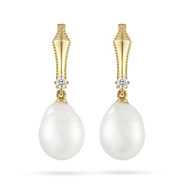 Серьги DANAYA  из желтого золота с жемчугом