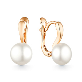Серьги из желтого золота с жемчугом