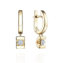 Серьги из желтого золота с бриллиантами 0,34 ct