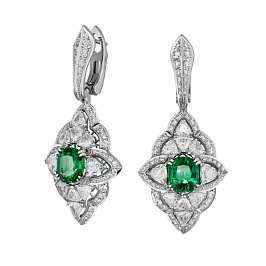 Серьги из белого золота с изумрудами 3,32 ct