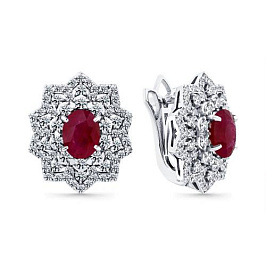 Серьги из белого золота с рубинами 3,035 ct