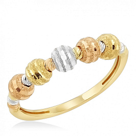 Кольцо из комбинированного золота с шариками