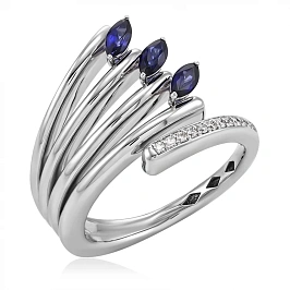 Кольцо из золота с бриллиантами и сапфирами