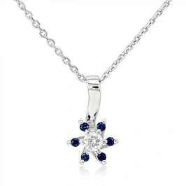 Колье из белого золота с бриллиантами и сапфирами