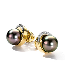 Серьги из желтого золота с жемчугом