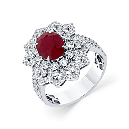 Кольцо из белого золота с рубином 1,856 ct