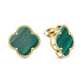 Серьги из желтого золота с малахитом 9,63 ct