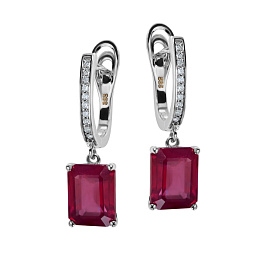 Серьги из белого золота с рубинами 8,83 ct