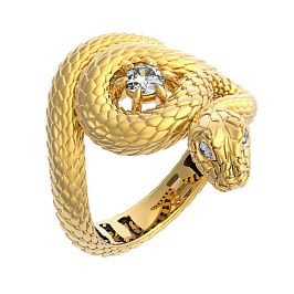 Кольцо из желтого золота с бриллиантами 0,18 ct