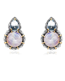 Серьги из серебра с лунный камнем