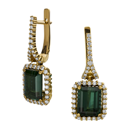Серьги из желтого золота с турмалинами 10,42 ct