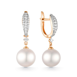 Серьги из желтого золота с жемчугом