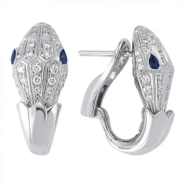 Золотые серьги с бриллиантами и сапфирами