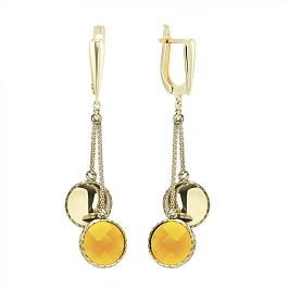 Серьги золотые с цитринами