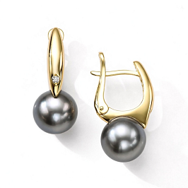 Серьги из желтого золота с жемчугом