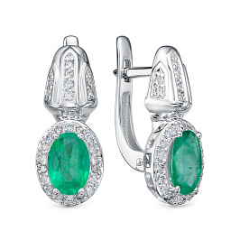Серьги из белого золота с изумрудами 1,4 ct