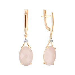 Серьги из розового золота с кварцем 9,13 ct