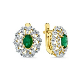 Серьги из желтого золота с изумрудами 1,299 ct