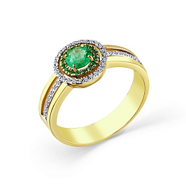 Кольцо из желтого золота с изумрудами 0,3 ct
