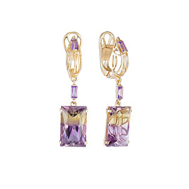 Серьги из желтого золота с аметринами 11,68 ct