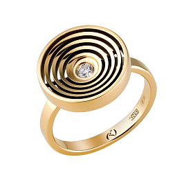 Кольцо из желтого золота с бриллиантом 0,085 ct