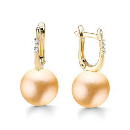 Серьги из желтого золота с жемчугом