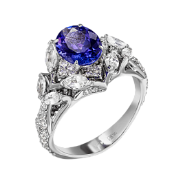 Кольцо из белого золота с танзанитом 0,76 ct
