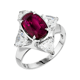 Кольцо из белого золота с рубином 3,03 ct