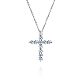 Крест из белого золота с бриллиантами