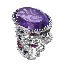 Кольцо из белого золота с аметистом 25,74 ct