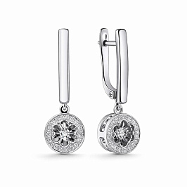 Серьги из белого золота с бриллиантами 0,05 ct