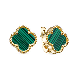 Серьги из желтого золота с малахитом 5,063 ct