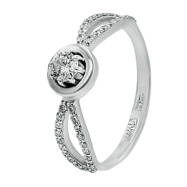 Кольцо из белого золота с бриллиантами 0,18 ct