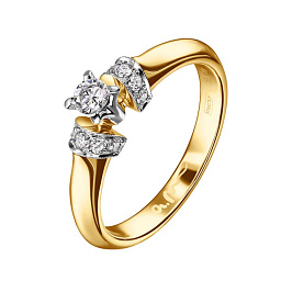 Кольцо из золота с бриллиантами 0,135 ct