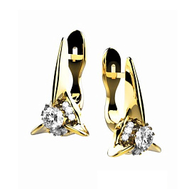 Серьги из желтого золота с бриллиантами 0,5 ct