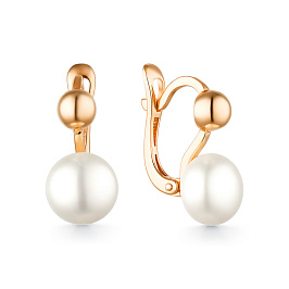 Серьги из желтого золота с жемчугом
