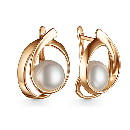 Серьги из желтого золота с жемчугом