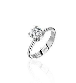 Кольцо из белого золота с бриллиантом 0,7 ct