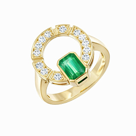 Кольцо из желтого золота с изумрудом 0,44 ct
