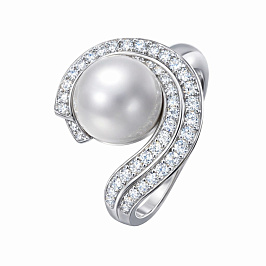 Кольцо из белого золота с жемчугом