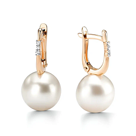 Серьги из желтого золота с жемчугом