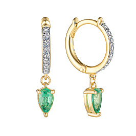 Серьги из желтого золота с изумрудами 0,425 ct